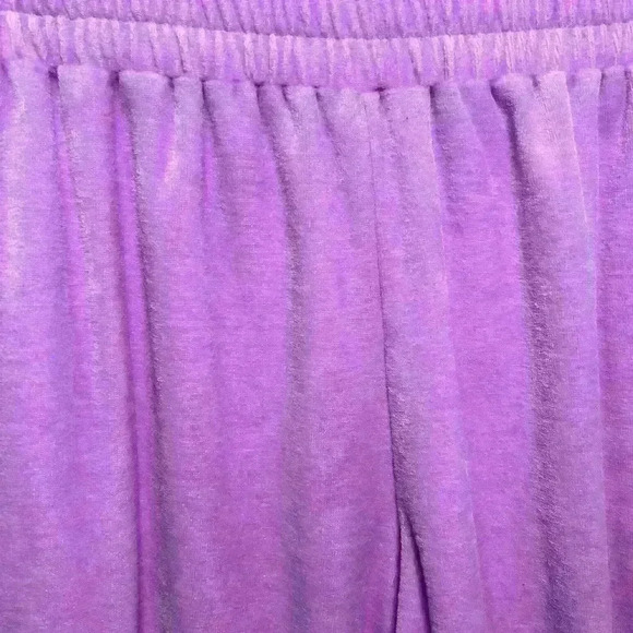 GENERATION LOVE Velvet Velour Fuzzy Pink Purple Lounge Joggers Pants Women Small - Picture 3 of 7